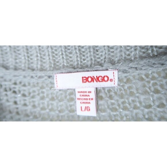 Bongo Open Knit Cardigan Sweater Duster Sweater Gray with Glitter Women's Large - Picture 9 of 10